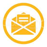 Open mail flat yellow color rounded glyph icon