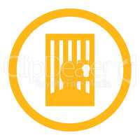 Prison flat yellow color rounded glyph icon