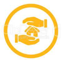 Realty insurance flat yellow color rounded glyph icon