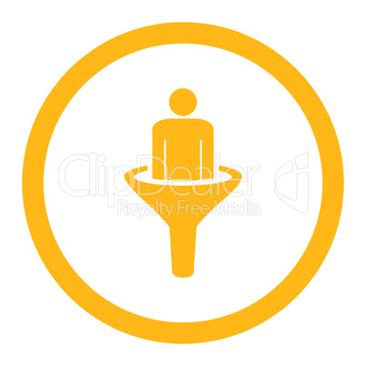 Sales funnel flat yellow color rounded glyph icon