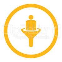 Sales funnel flat yellow color rounded glyph icon