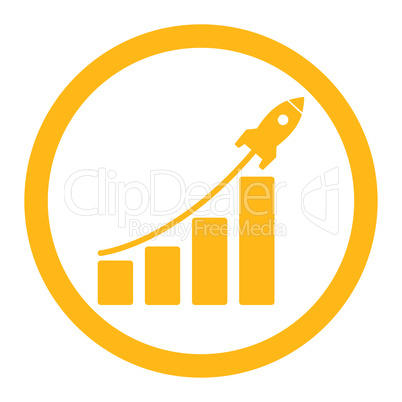 Startup sales flat yellow color rounded glyph icon