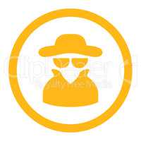 Spy flat yellow color rounded glyph icon