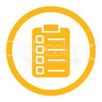Test task flat yellow color rounded glyph icon