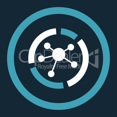Connections diagram flat blue and white colors rounded glyph icon