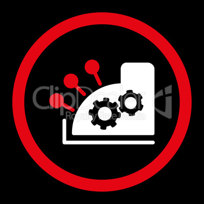 Cash register flat red and white colors rounded vector icon