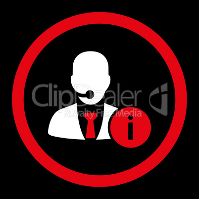 Help desk flat red and white colors rounded vector icon