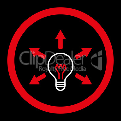 Idea flat red and white colors rounded vector icon
