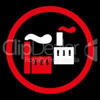 Industry flat red and white colors rounded vector icon