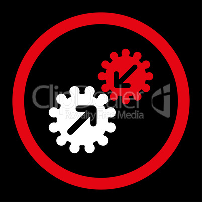 Integration flat red and white colors rounded vector icon