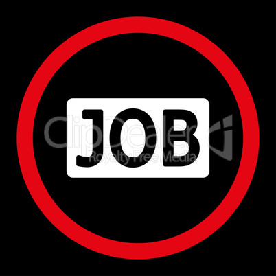 Job flat red and white colors rounded vector icon