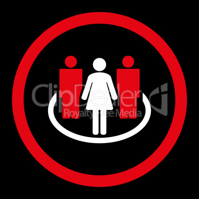 Society flat red and white colors rounded vector icon