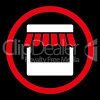 Store flat red and white colors rounded vector icon