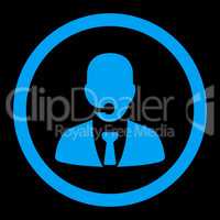 Call center operator flat blue color rounded vector icon