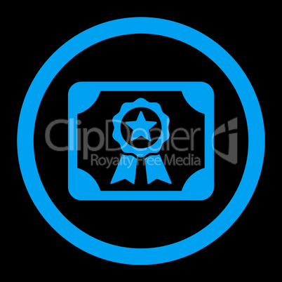 Certificate flat blue color rounded vector icon
