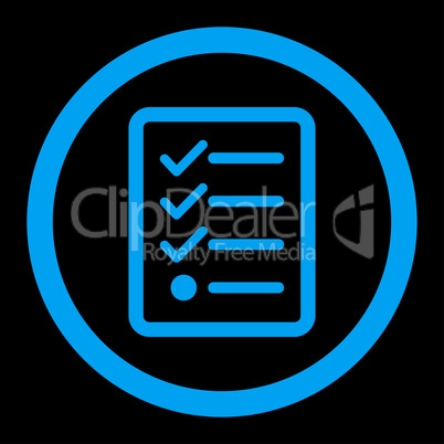 Checklist flat blue color rounded vector icon