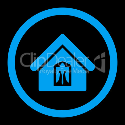 Home flat blue color rounded vector icon