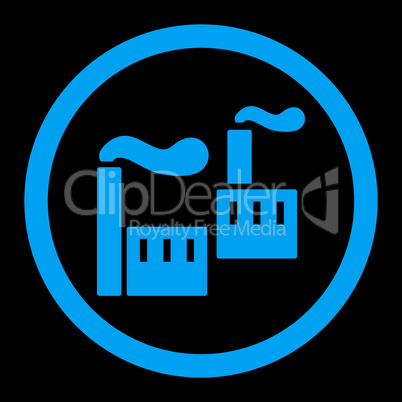 Industry flat blue color rounded vector icon