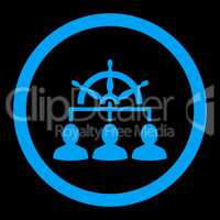 Management flat blue color rounded vector icon