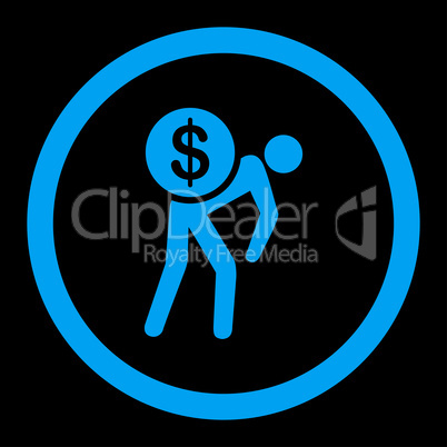 Money courier flat blue color rounded vector icon