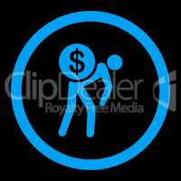 Money courier flat blue color rounded vector icon