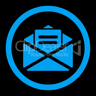 Open mail flat blue color rounded vector icon