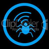 Radio spy bug flat blue color rounded vector icon