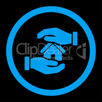 Realty insurance flat blue color rounded vector icon