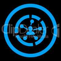 Relations diagram flat blue color rounded vector icon