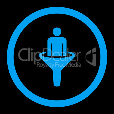 Sales funnel flat blue color rounded vector icon