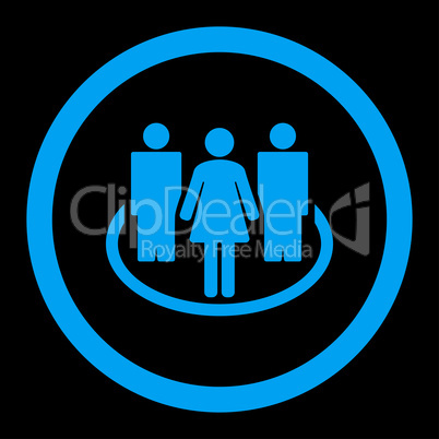 Society flat blue color rounded vector icon