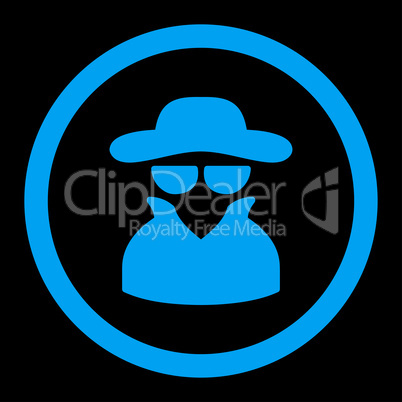 Spy flat blue color rounded vector icon
