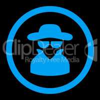 Spy flat blue color rounded vector icon