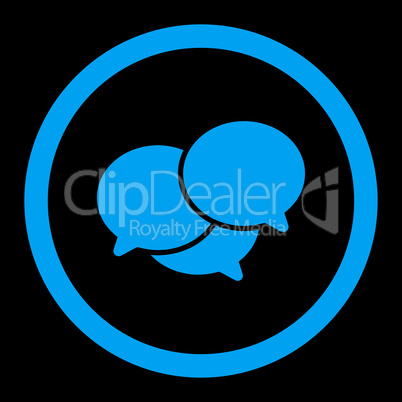 Webinar flat blue color rounded vector icon