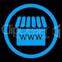 Webstore flat blue color rounded vector icon