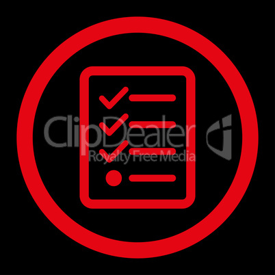 Checklist flat red color rounded vector icon