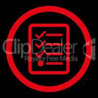 Checklist flat red color rounded vector icon
