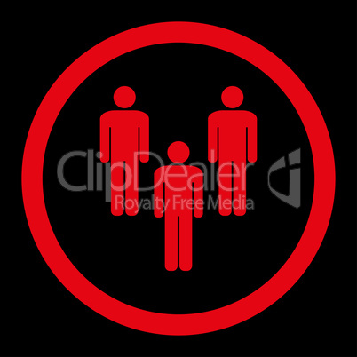 Community flat red color rounded vector icon