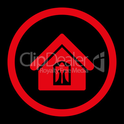 Home flat red color rounded vector icon