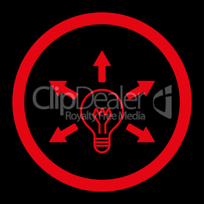 Idea flat red color rounded vector icon
