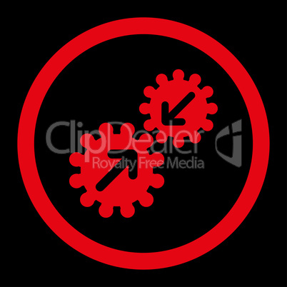 Integration flat red color rounded vector icon