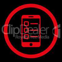 Mobile test flat red color rounded vector icon