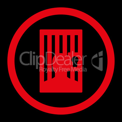 Prison flat red color rounded vector icon