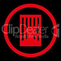 Prison flat red color rounded vector icon