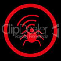 Radio spy bug flat red color rounded vector icon