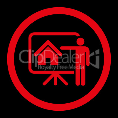 Realtor flat red color rounded vector icon