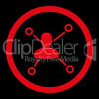 Relations flat red color rounded vector icon