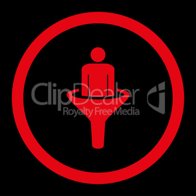 Sales funnel flat red color rounded vector icon