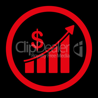 Sales flat red color rounded vector icon