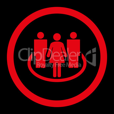 Society flat red color rounded vector icon